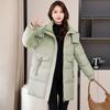 Пуховик Женский 2025 Новый Средней Длины Большого Размера Свободный Куртка-Хлебник Хлопковая Куртка Зимняя Утепленная Куртка Утолщенная Куртка