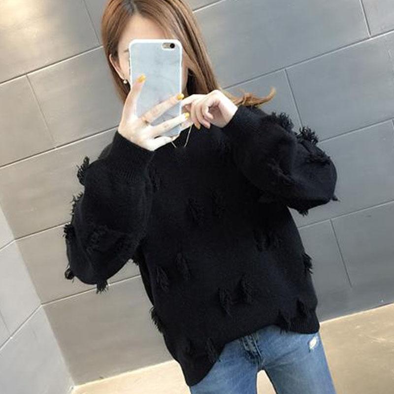 Маленький свежий пуловер, женский осенне-зимний свитер, новый стиль, свободный вязаный свитер в студенческом стиле с половиной высокого воротника