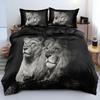 Lion Tiger King Queen Duvet Cover Lovely Wild Animals Bedding Set for Kids Teens Adults Wildlife Quilt Cover