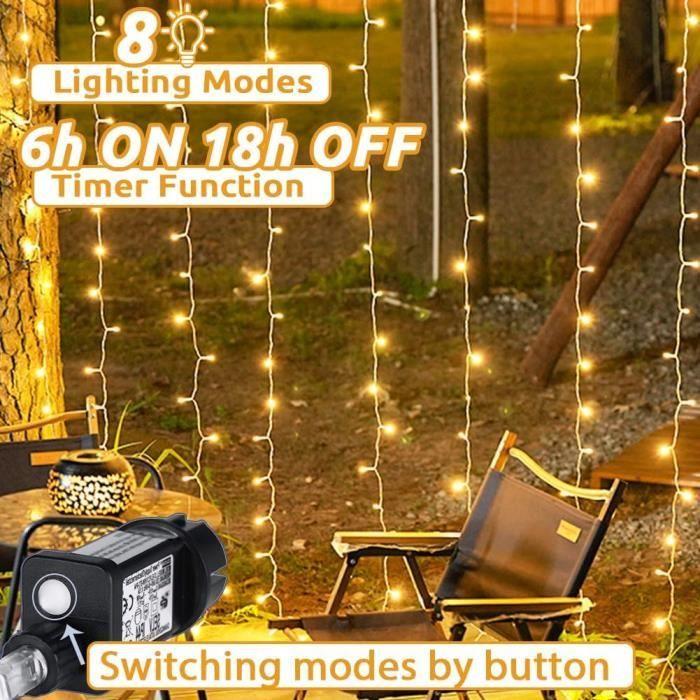 Световая гирлянда - Dekofun - 600 светодиодов - 6 м x 3 м - Теплый белый - Водонепроницаемость IP65