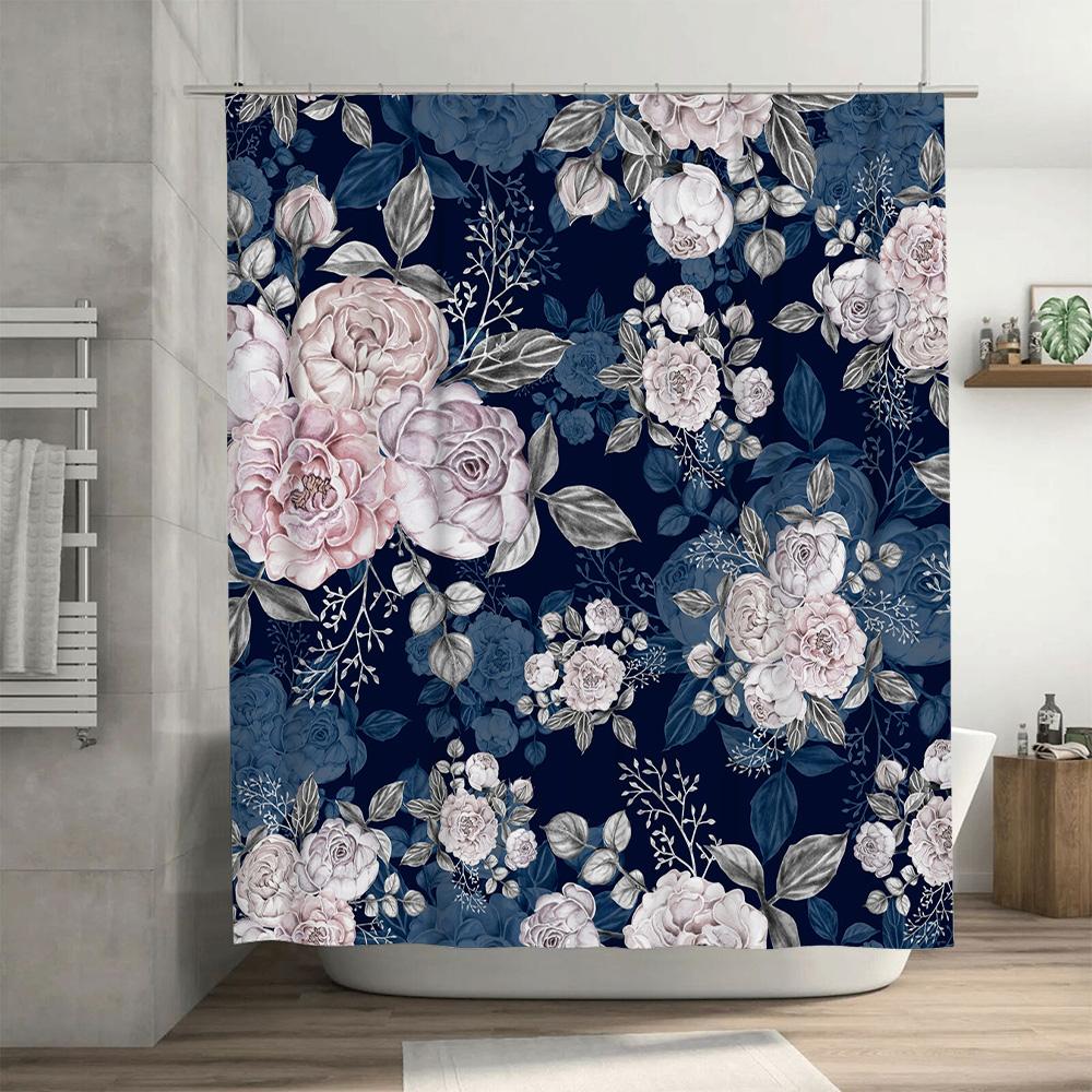 Leaves Pattern Shower Curtain Waterproof Fabric for Bathroom Decorations Various Colors Available Easy Installation with Hook Ri