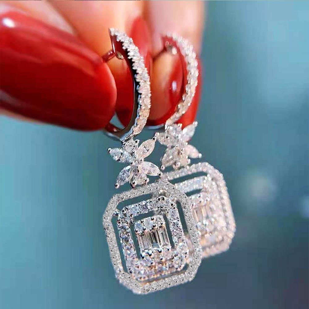 Huitan Нежные женские серьги с ослепительными кристаллами кубического циркония, серьги-подвески, для вечеринки, на каждый день, модная бижутерия для женщин