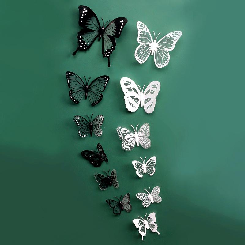 12Pcs/Set 3D Butterfly Wall Sticker Refrigerator Magnet Beautiful Butterflies Art Decals Home Decor Stickers Wedding Decoration