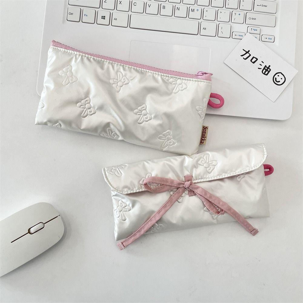 PU Leather Pen Bag Quilted Cosmetic Bag Cute Pen Pouch  Girls Gift