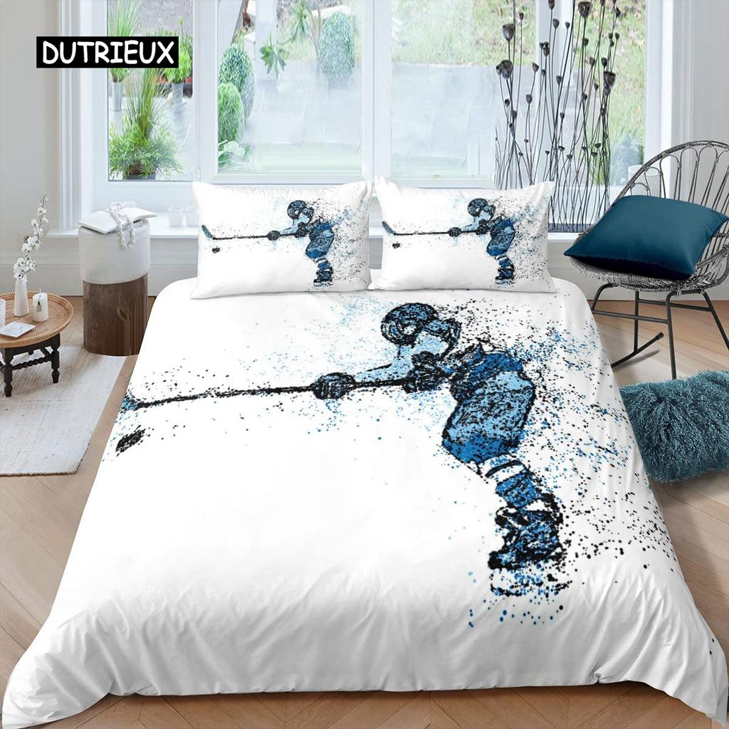 Комплект постельного белья с хоккейной тематикой для мальчиков, комплект постельного белья с хоккейной тематикой, размер King, для детей, молодежи, взрослых, мужчин, зимний пододеяльник