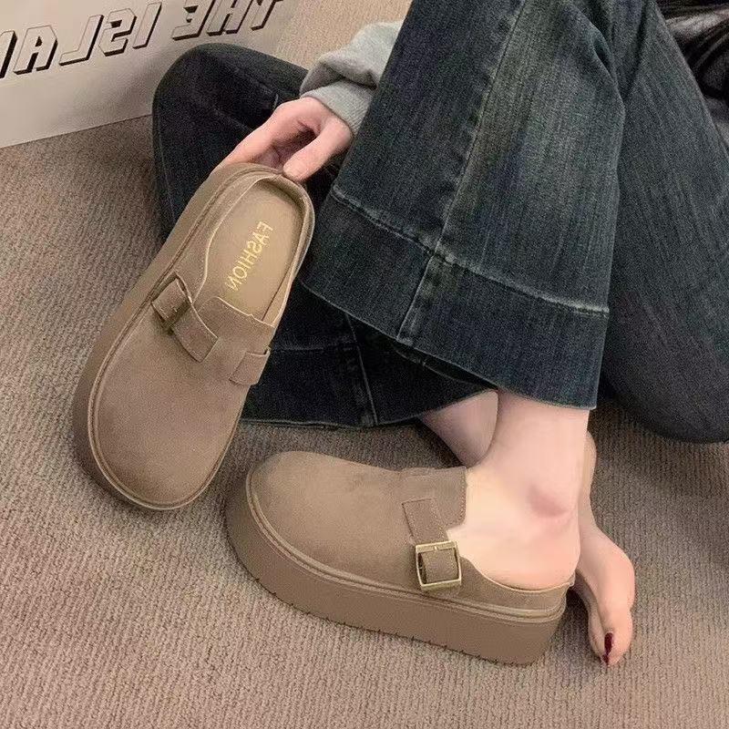 Ретро толстоподошвенные полутапочки Birkenstock, новые весенние уличные туфли Birkenstock для увеличения роста