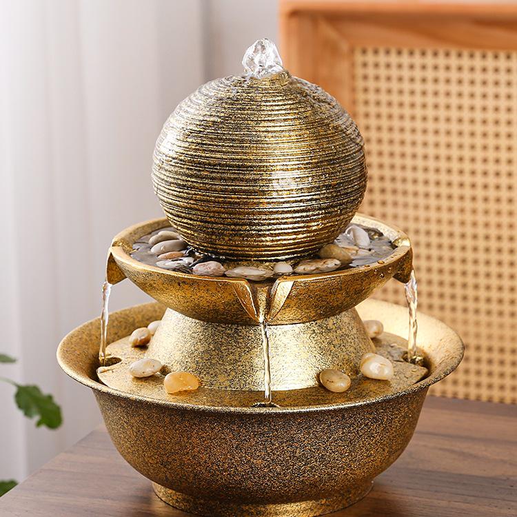 Фонтан «Колесо богатства фэн-шуй на удачу» – Современный минималистичный настольный водный элемент, Идеальный подарок на новоселье или день рождения.