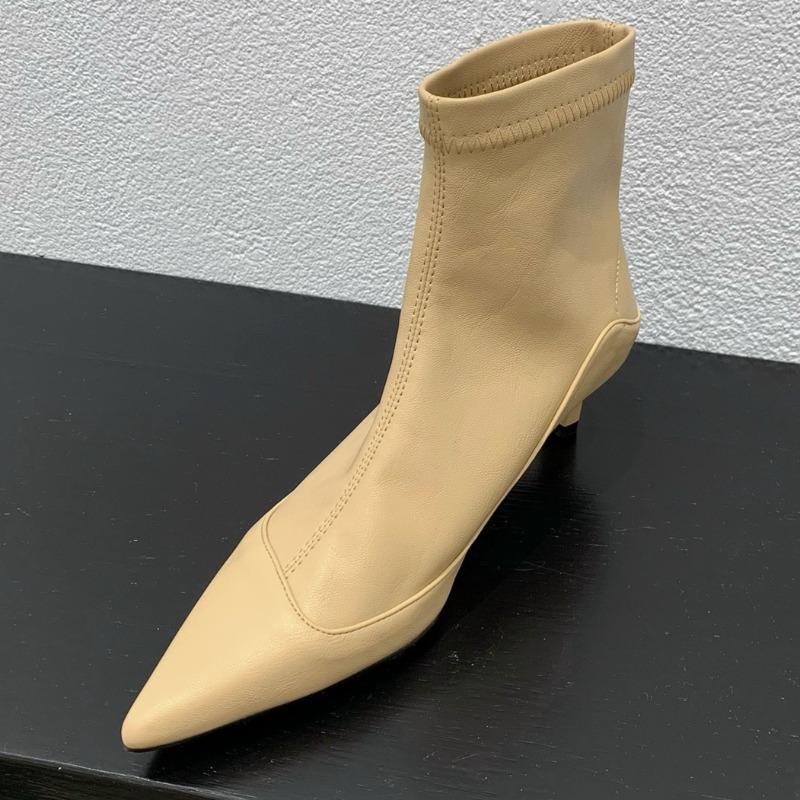 French Pointed Short Boots for Women 2025 Spring and Autumn New Low Heel Fashionable Soft Leather Versatile Bare Boots