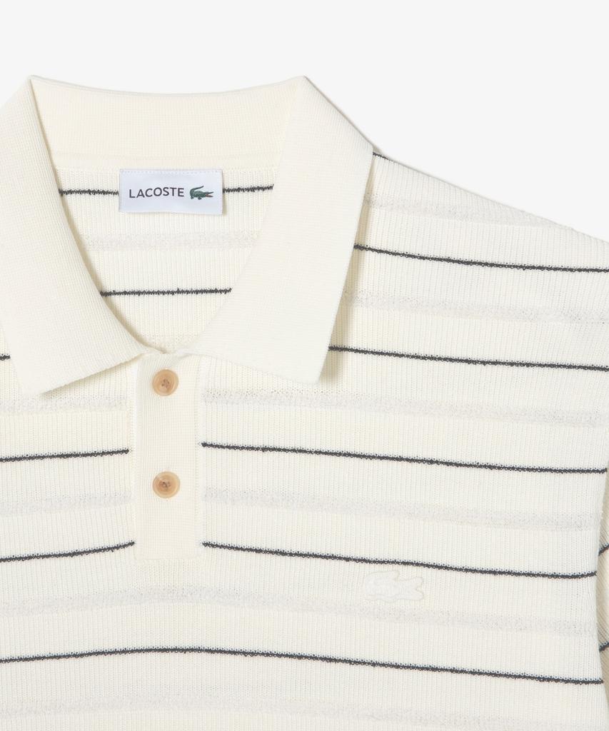 LACOSTE Men'S Pinstripe Boucle Mix Short Sleeve Sweater Polo Shirt Ph289E-56N 70V