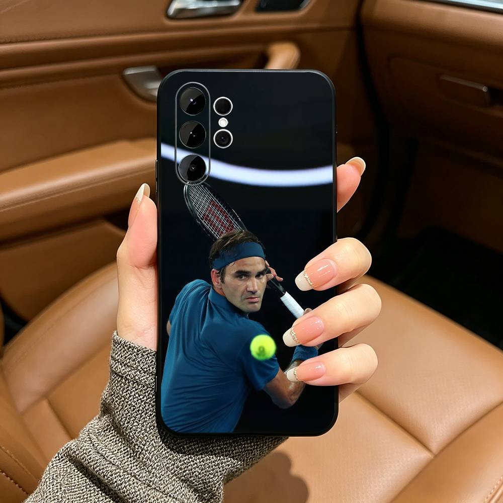 Roger Federer Tennis Legend Black Soft Silicone Phone Case for Samsung Ultra S25, S24, S21, S22, S23, S30, Plus, FE, Lite