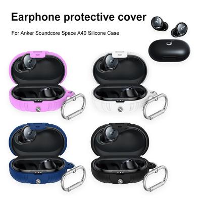 Силиконовый защитный чехол для зарядного кейса Anker Soundcore Space A40, беспроводной чехол-ракушка для наушников с карабином