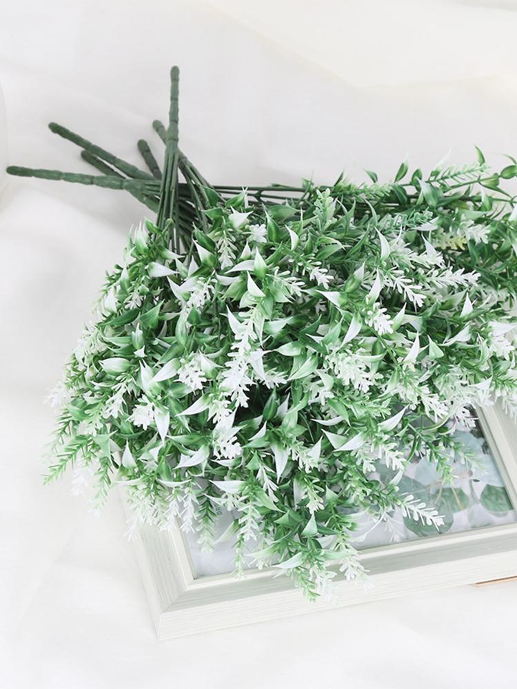 6 Bundles Fake Greenery Plants Artificial Lavender Flowers Outdoors Indoor UV Resistant Plastic Faux Bouquets for Outdoor Home Garden Porch Decoration