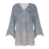 Women's Shirt Blouse Outerwear Print 3/4 Length Sleeve Casual Holiday Basic Button Tops