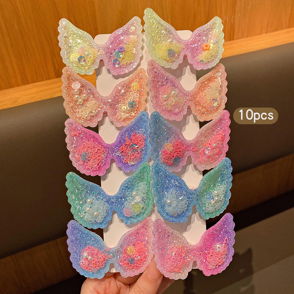 10 colorful random angel wing hair clips with sweet and fashionable style suitable for daily use as hair accessories