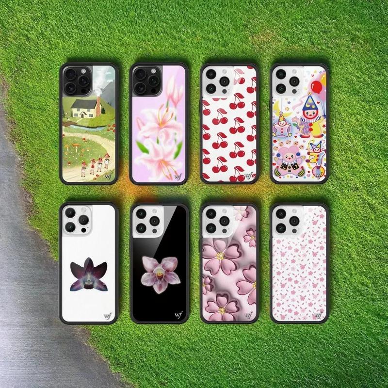 Чехол для телефона Wildflower ins Nara Smith Sweet Sliy для iPhone 12 13 14 15 16 Pro Max Plus 17 Pro Вишни Клоун Вокруг Орхидея