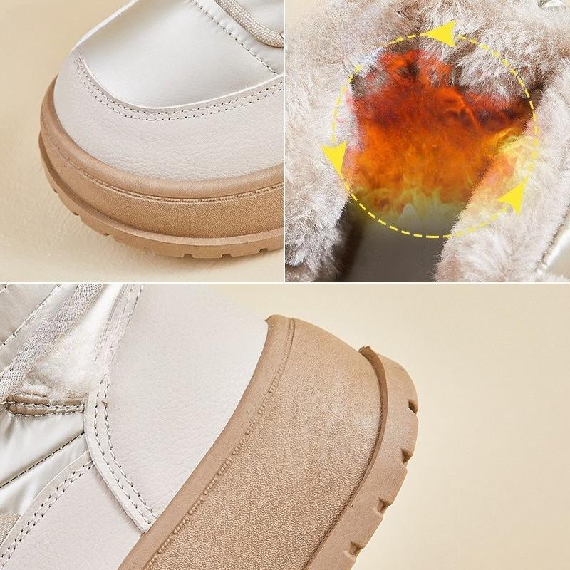 Зимние теплые сноубутсы для женщин, нескользящие кроссовки на массивной платформе с подкладкой из искусственного меха, шнуровка, теннисные туфли для ходьбы, женские удобные короткие ботильоны