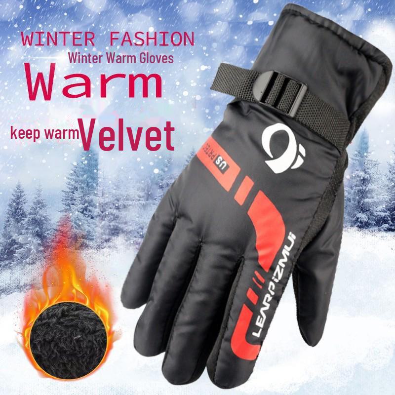 Мужские зимние перчатки Triangle Cotton Warm Ski Motorcycle с бархатом Plus, утолщенные для дополнительного тепла