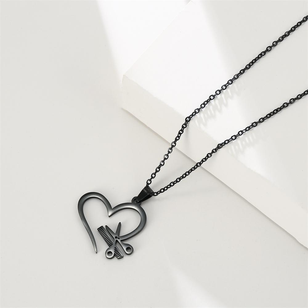 Cazador Hair Stylist Pendant Scissors Comb Chain Necklaces Stainless Steel Necklace Punk Trendy Jewelry for Women Birthday Gift