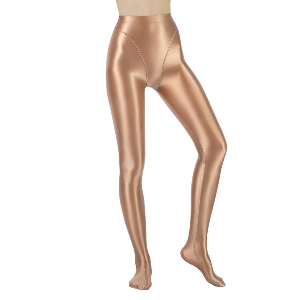 Womens Metallic Fake Two-Piece Tights High Waist Yoga Fitness Leggings