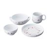 Набор: Миска Noritake с рисом и кружка. Рисовая тарелка, кружка. Для микроволновой печи и посудомоечной машины. Тонкий фарфор. 4 тарелки, ручка, миска, (Тарелка 16см, 300мл, Миска 16см, 370мл,