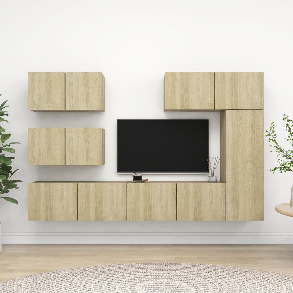 Vidaxl 6-Cz. Zestaw Szafek Tv, Dąb Sonoma, Materiał Drewnopochodny