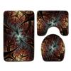 Cool Pattern Bathroom Floor Mat Toilet Three-Piece Set