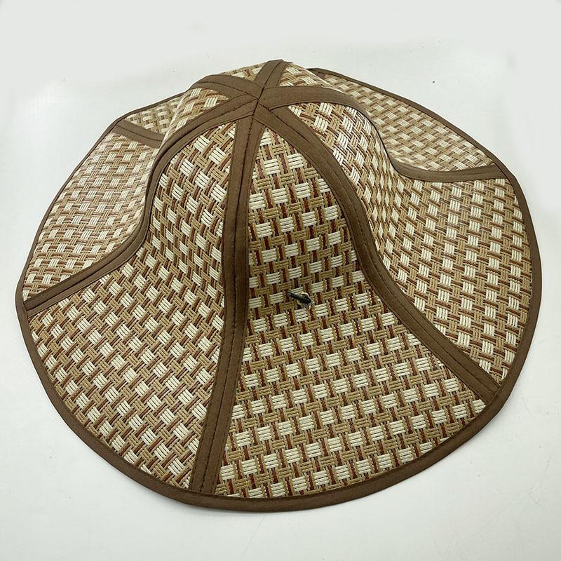Foldable Straw Hat Practical Sun Protection Farming Beach Hat Large Eaves Fan Cap Hexagonal Hat Fan Cap