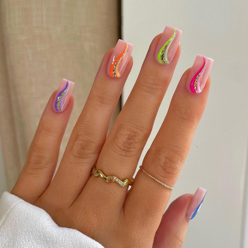 Европейские и американские градиентные персиковые балетные типсы для коротких ногтей