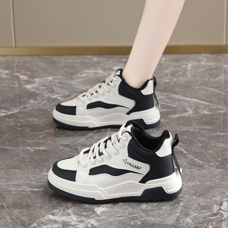 CRLAYDK 2024 Winter Women's Lace Up Skate Shoes High Top Leather Fashion Platform Sneakers Ankle Walking Casual Tennis for Lady