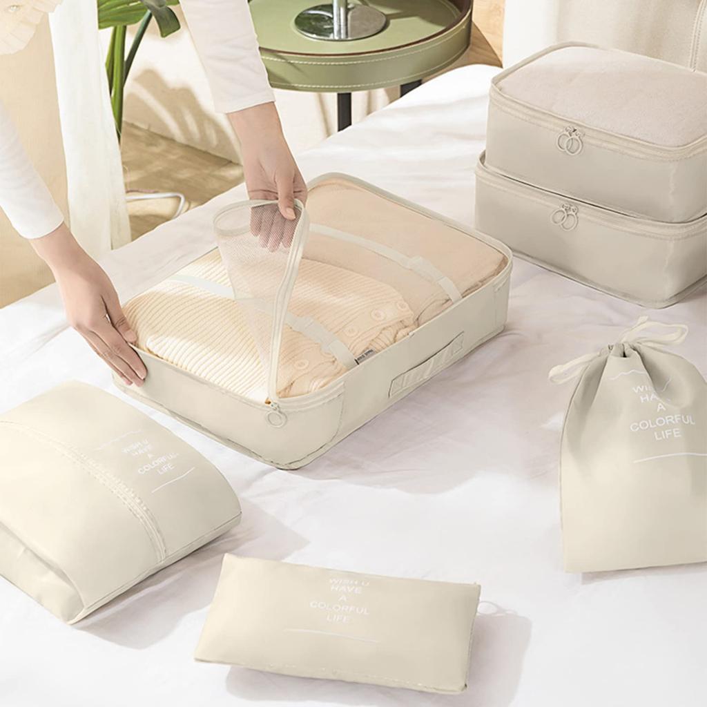 8 шт./компл. Органайзер для путешествий Сумки для хранения Набор упаковочных кубиков для чемодана Кейсы Портажный багаж Одежда Обувь Аккуратный мешочек Складной.-zmt