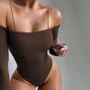 European and American Women's Bottom Solid Color Sexy One Shoulder Long Sleeved Backless Jumpsuit