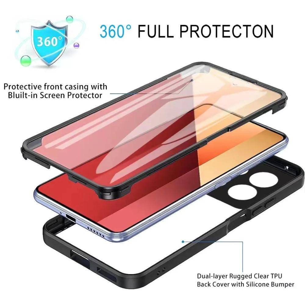 Для Redmi Note 13 Pro Plus 360 Полностью противоударный силиконовый чехол Для Redmi Note 12 Pro 13C 12C 12S A3 Чехол со встроенной защитой экрана