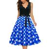 Women's Fashion Retro V-neck Polka Dot Print Swing Dress