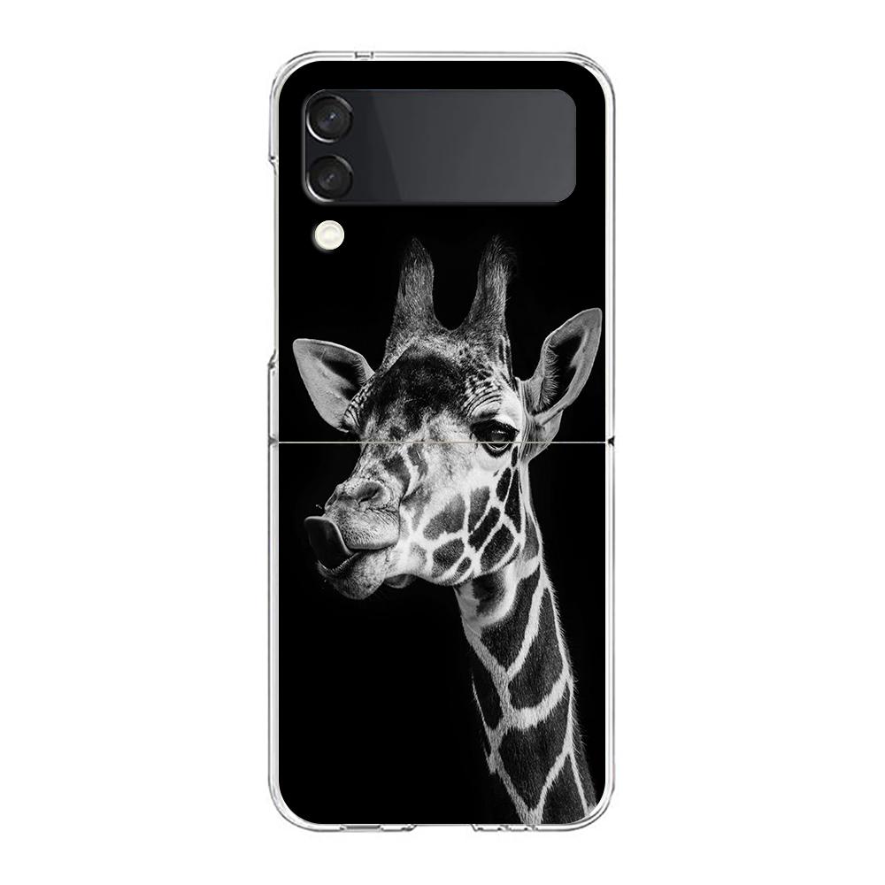 Модные Животные Лошадь Олень Гигантская Панда Прозрачный Чехол для Телефона Для Samsung Z Flip 4 Высокий Жесткий ПК Чехол на Для Galaxy Z Flip 3 5G Чехол
