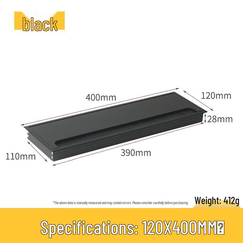 Desktop Cable Management Box: Flip-up Cover for Desk Cable Hole - Wire Pass-through and Decorative Rectangular Plate