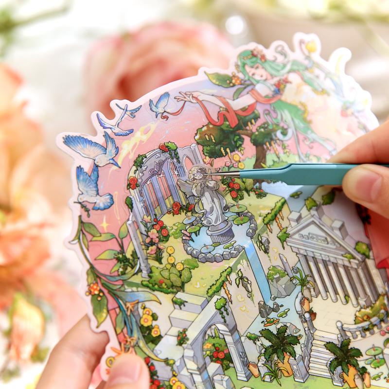 Kawaii 3D Cartoon Lost Ruins Miniature Scene Stickers DIY Scrapbooking Stacking Paste Game Stickers Children's Festival Gifts