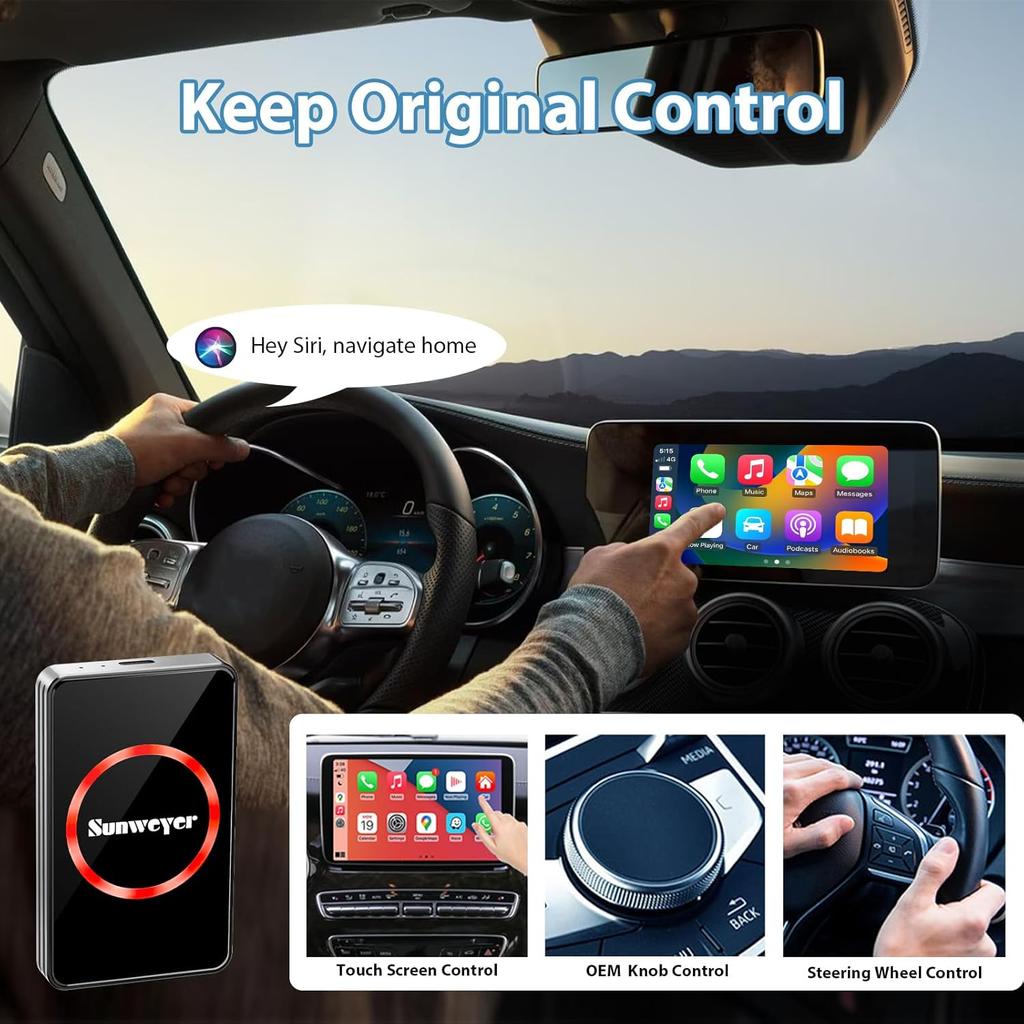 Беспроводной адаптер CarPlay Автомобильное устройство для потоковой передачи данных Ai Box Поддержка Netflix, YouTube, Hulu, Disney+, Беспроводной адаптер Android Auto со светодиодной подсветкой,