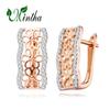 MINTHA Clip Earrings Trendy Wedding Daily Fashion Jewelry Cubic Zirconia Earrings For Women Rose Gold Color Flower Earrings