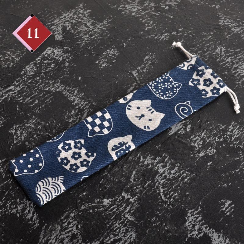 Японский стиль DIY дорожная сумка для хранения карман на шнурке соломенная посуда портативная сумка на шнурке ложка палочки для еды тканевая сумка