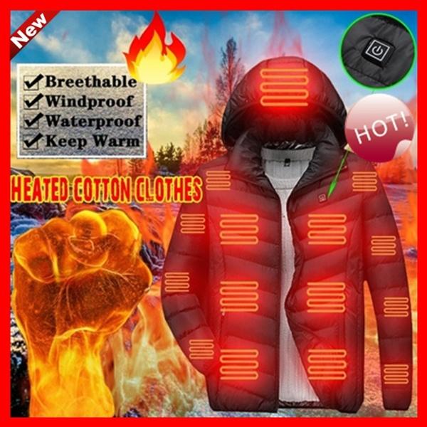 Обновление Мужская Зимняя Подогреваемая USB Пальто С Капюшоном Регулируемая Терморегулирующая Одежда Зимняя Куртка Мужская (Регулируемый контроль температуры с тремя стойлами)