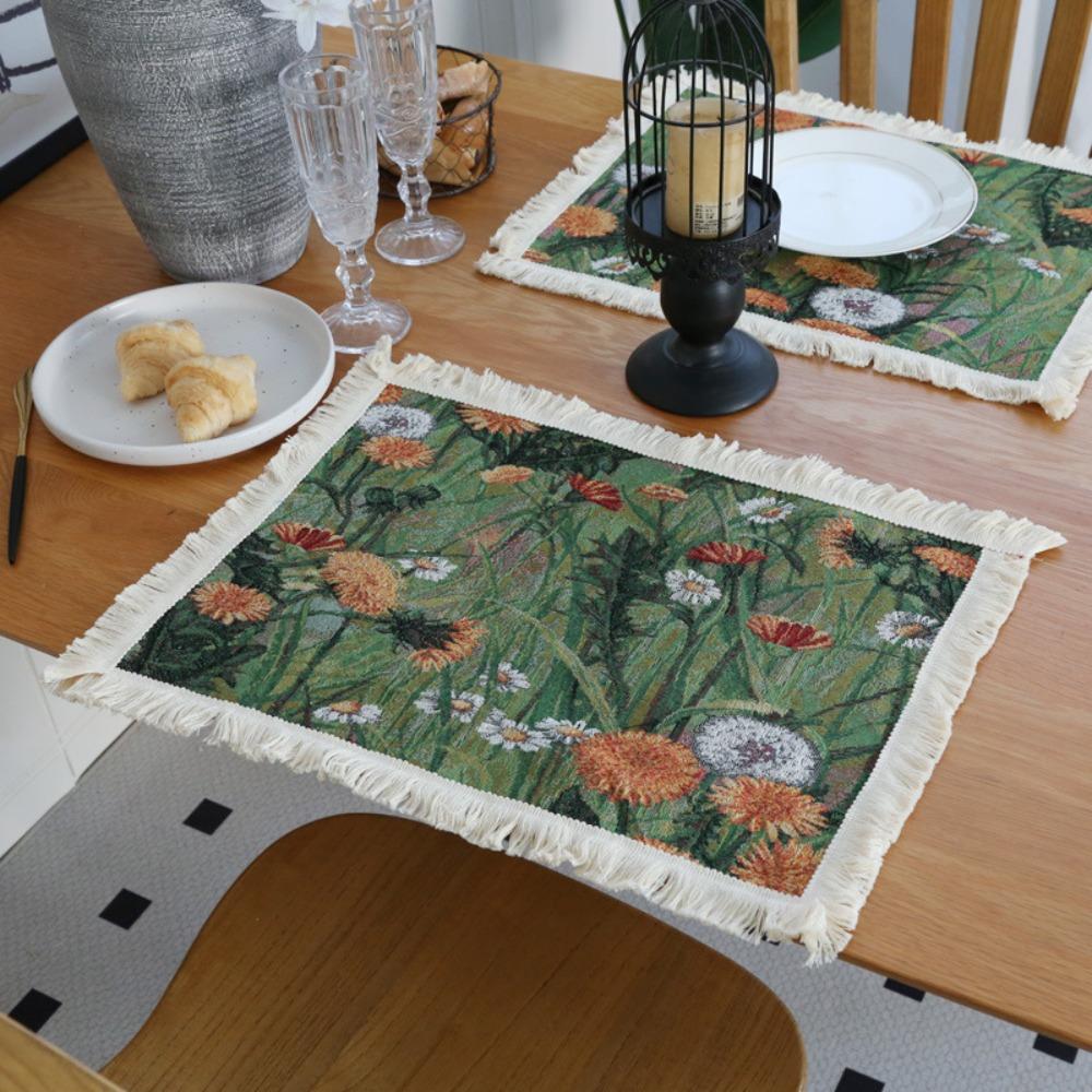 American Retro Woven Table Mats Heat-Resistant Heat-Insulating Dining Pad Tablecloth Wedding