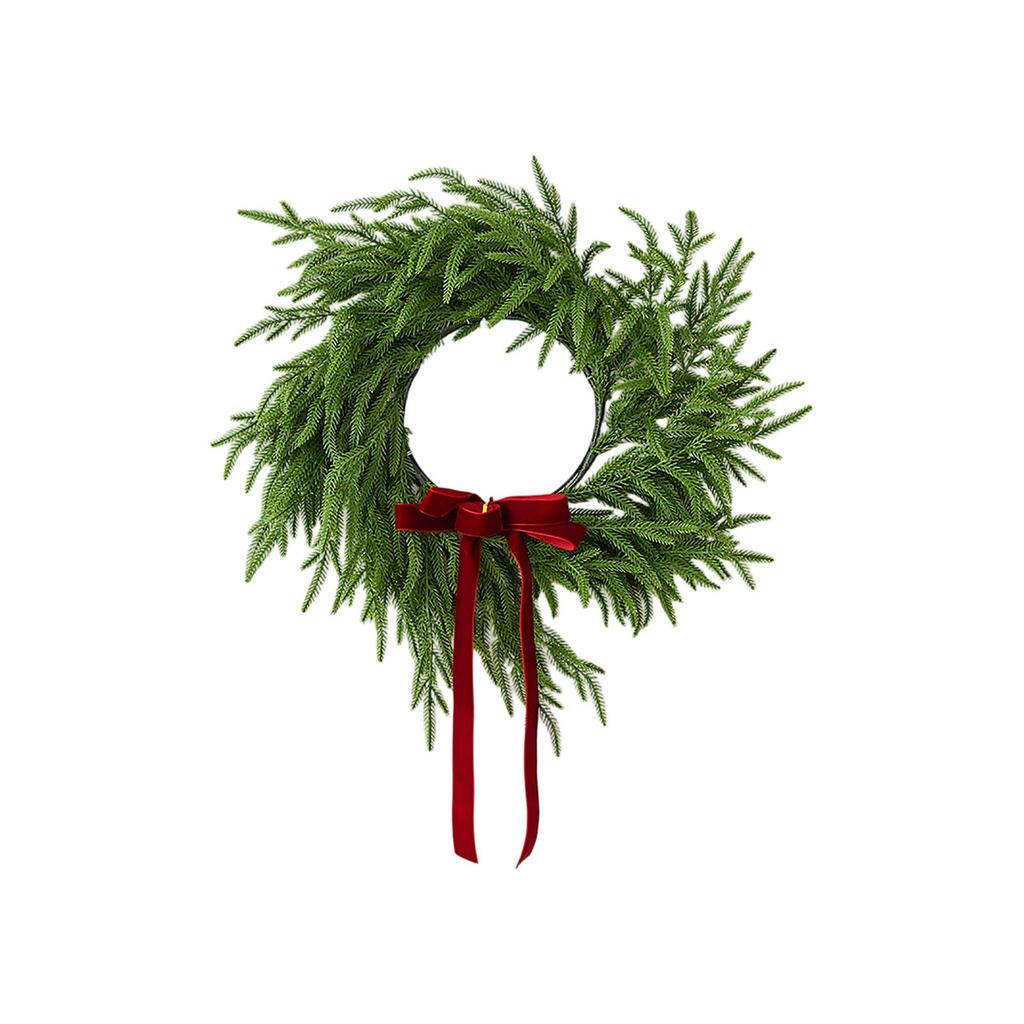 Норфолкский венок для входной двери, Искусственный венок, Реалистичный искусственный венок из зеленых листьев для стены, окна