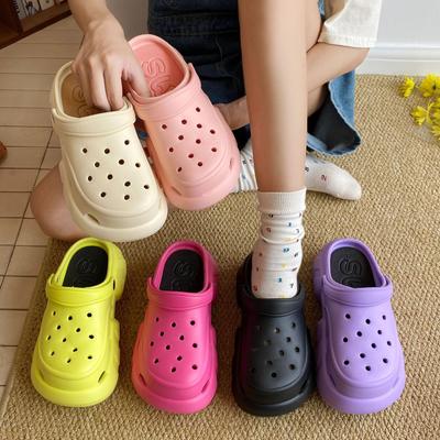 Простые высококачественные туфли с отверстиями, женские сандалии на толстой подошве, модные и универсальные пляжные тапочки с мягкой подошвой