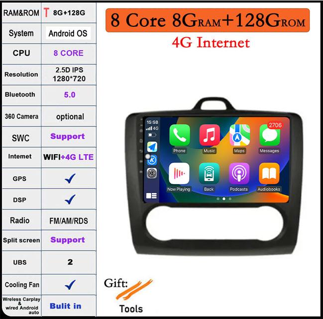 9 дюймов для Ford Focus 2 3 MK2 MK3 2004-2011 DSP Android 14 автомобильный радиоприемник мультимедиа видеоплеер навигация стерео GPS