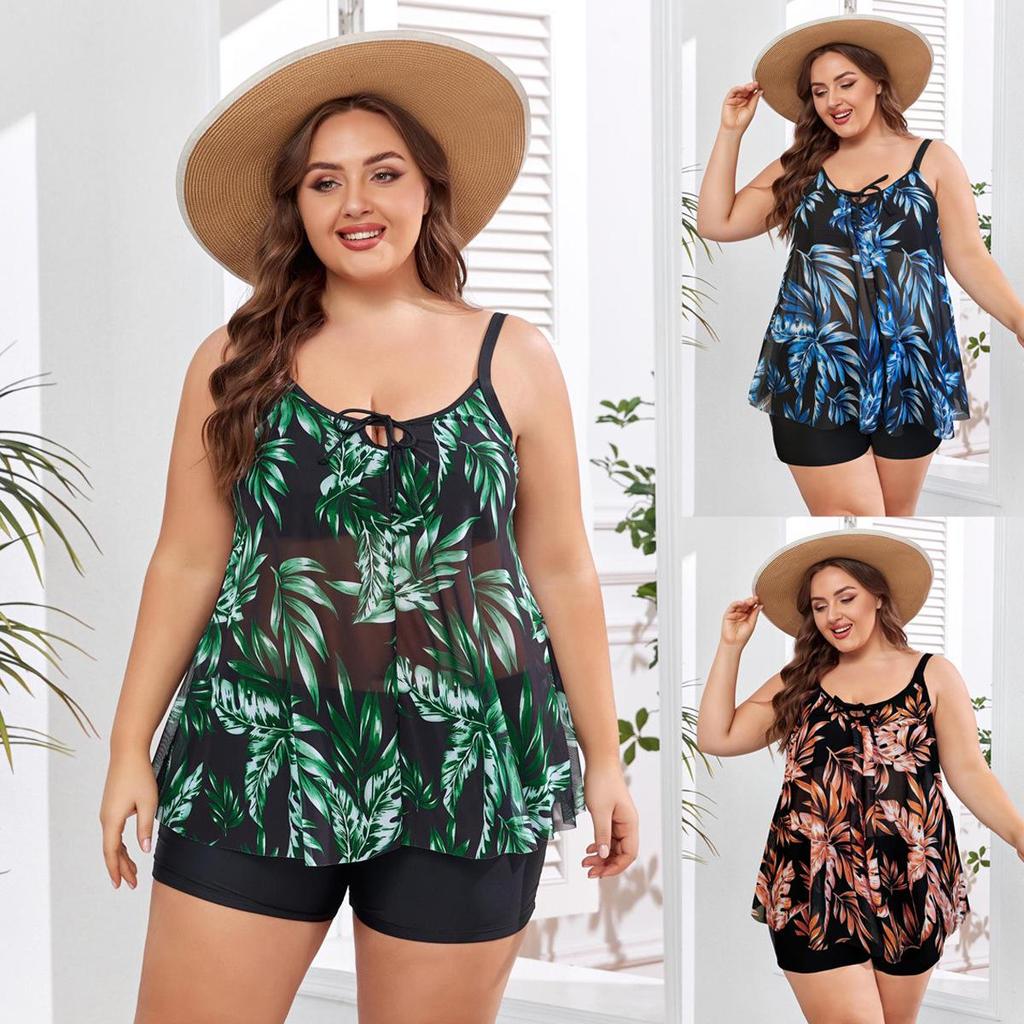 2024 Plus Size High Waist Tankini Two-Piece Women's Swimwear