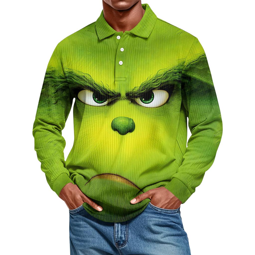 Men's Casual Style Solid Color Loose Shirt Long-sleeved Top