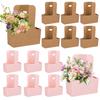 5/10pcs Kraft Paper Flower Bouquet Bags Portable Drink Coffee Take Out Holders Wedding Birthday Party Christmas Gift Packing Box
