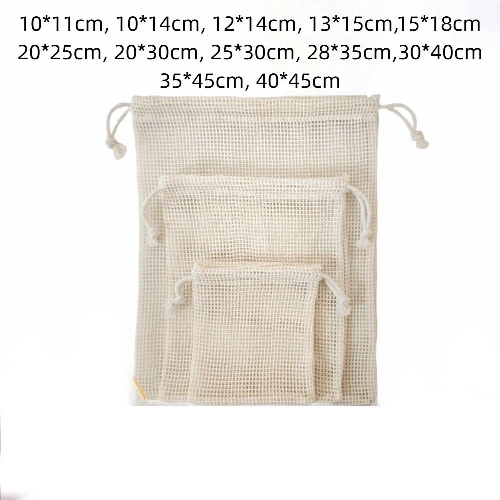 Reusable Cotton Mesh Bag Light Weight Drawstring Bag New Mesh Shopping Bag  Fruit Storage