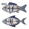 Nautical Hanging Ornaments 2Pcs Mediterranean Style Wooden Fish Wall Hanging, Hollow Skeleton Coastal Living Room Decor Decor, Vintage Ornament