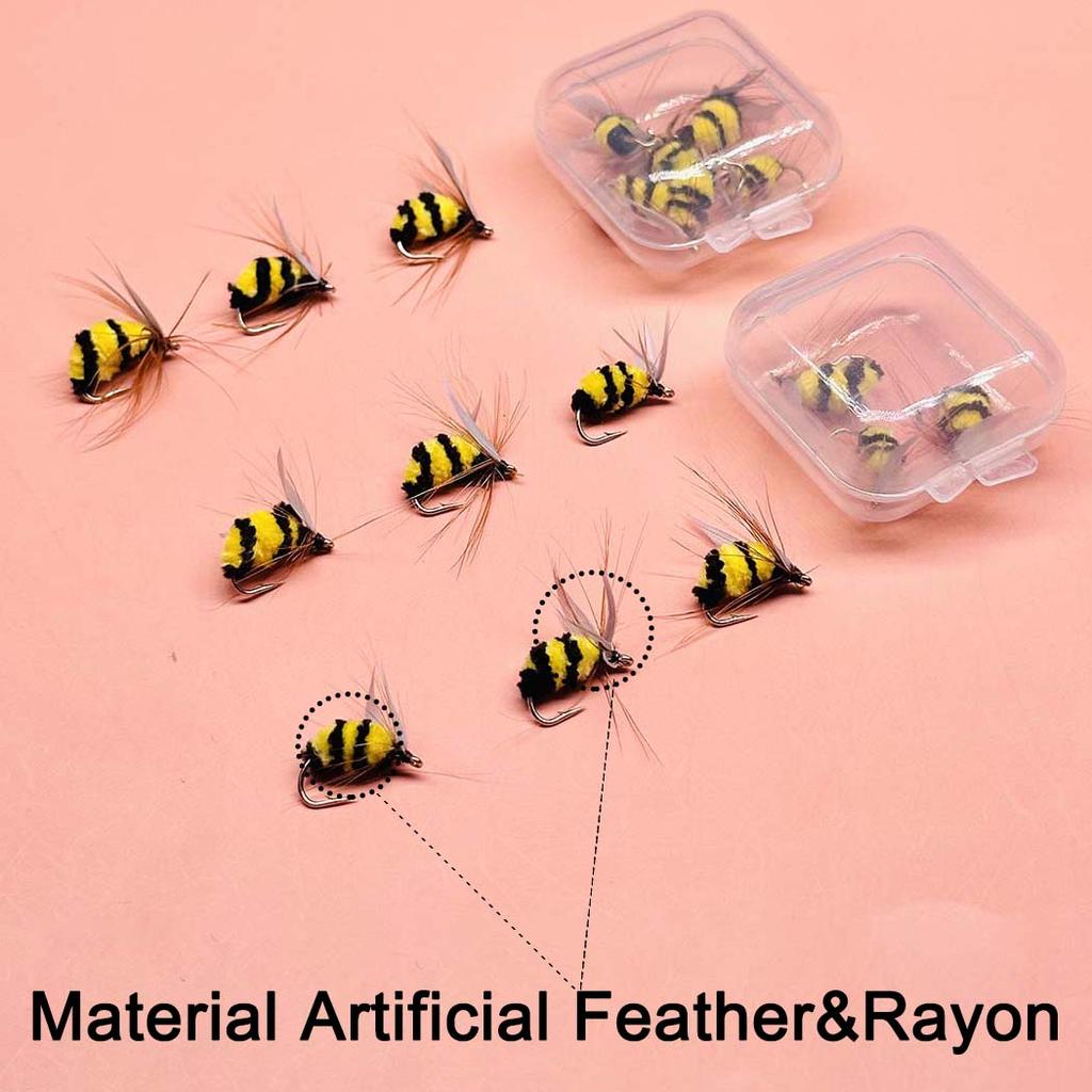 3/6Pcs Size#10 Artificial Bumble Bee Fishing Lures-Dry Flies For Bass Trout Fishing Outdoor Fishing Baits Lure